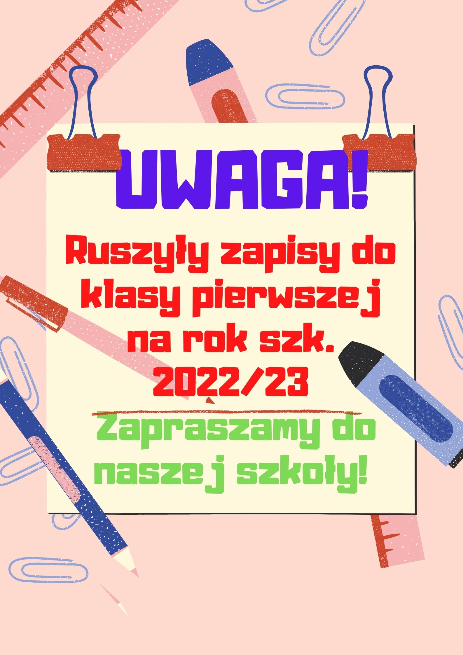 Plik do pobrania ,,Zgłoszenie do klasy pierwszej